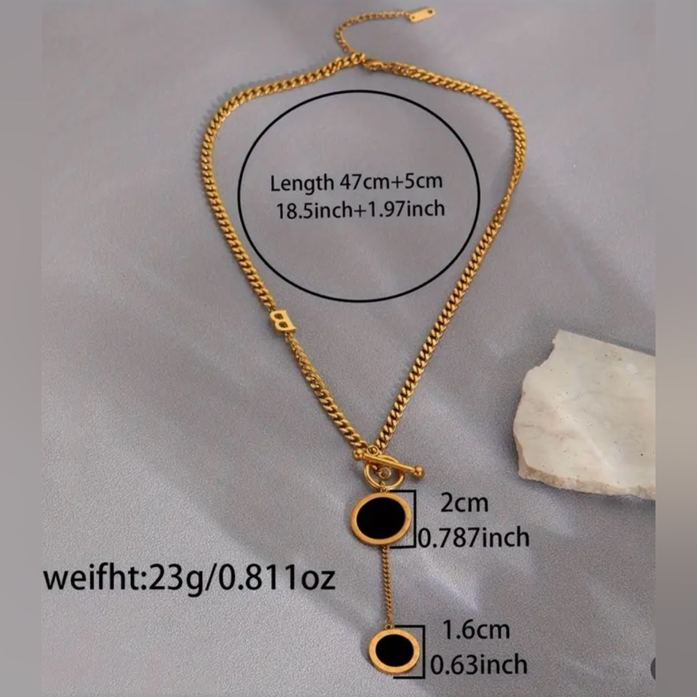 Stainless Steel Roman Numeral Pendant Necklace - Durable, Water-Resistant - Picture 3 of 4